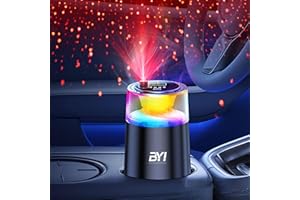 BYI Smart Car Air Freshener with RGB Ambient Light, Galaxy Cloud Mist, Auto On/Off, Built-in Battery, Car Aroma Diffuser, Home, Office (4 Essential Oil Box), Long-Lasting Scent & Relaxing Light