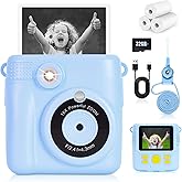 Hikkon Instant Print Camera for Kids - 2.4 Inch Kids Camera Instant Print with Paper & 32G Card- Digital Children Toys as Christams Birthday Gifts for Girls Boys Age 3-12 - Blue