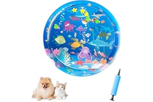 Cat Water Mat, 2025 New Upgrade 100cm/40in Large Thickened Water Mat with Fish, Large Cooling Sensory Play Mats for Cat, Indo