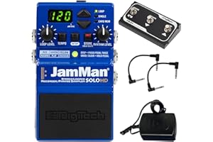BRISKDROP Digitech JamMan Solo HD Stereo Looper Pedal - Bundle with 2 Patch Cables and FS3x 3 Button Footswitch