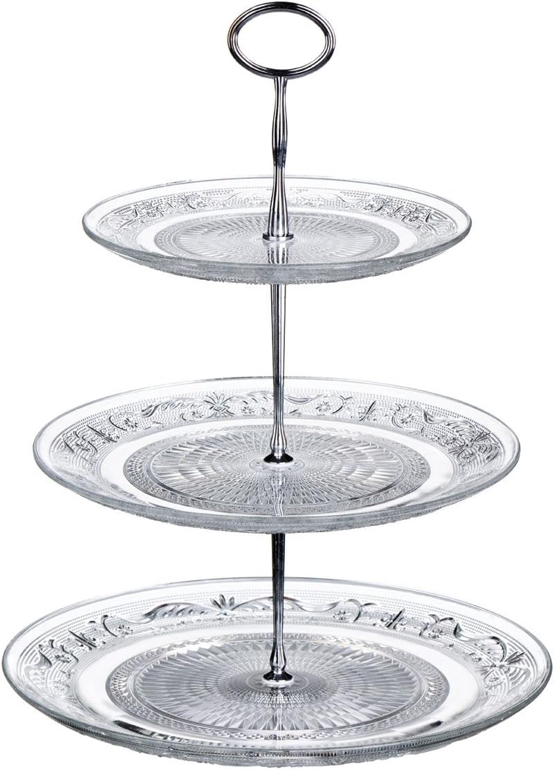 3 Tier Cake Stand Clear Glass Beautiful Design & Stylish Look
