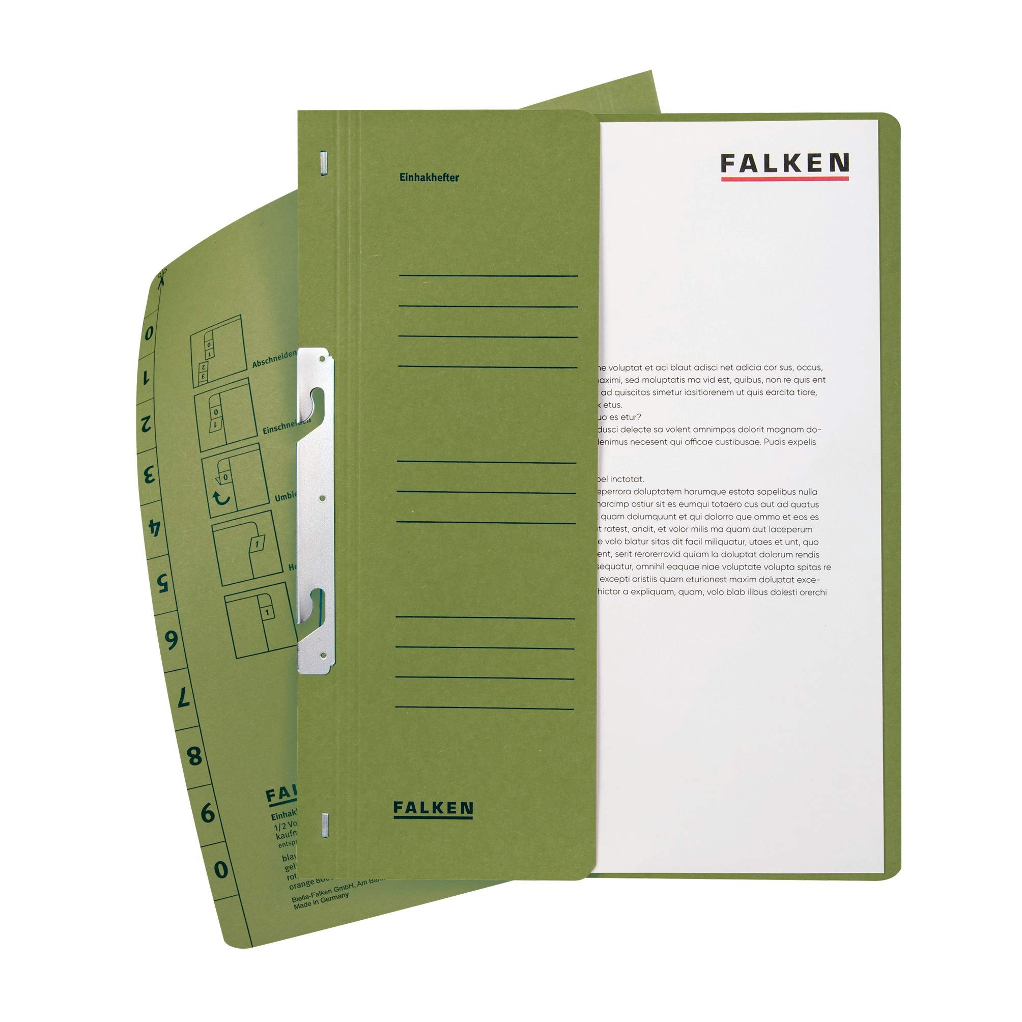 Exacompta - Ref 80004013001F - FALKEN - Hook-In Top-Down Flat Files - A4 (210 x 297mm) in Size, Half Cover for Identification, 250gsm Recycled Manilla - Green (Pack of 50)