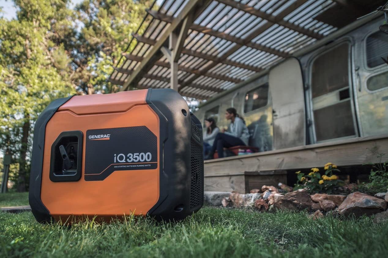Generac 7127 iQ3500 3,500-Watt Gas-Powered Portable Inverter Generator - Durable, Lightweight Design - Speed Selection for Quiet Performance or Maximum Power - CARB Compliant - Orange/Black