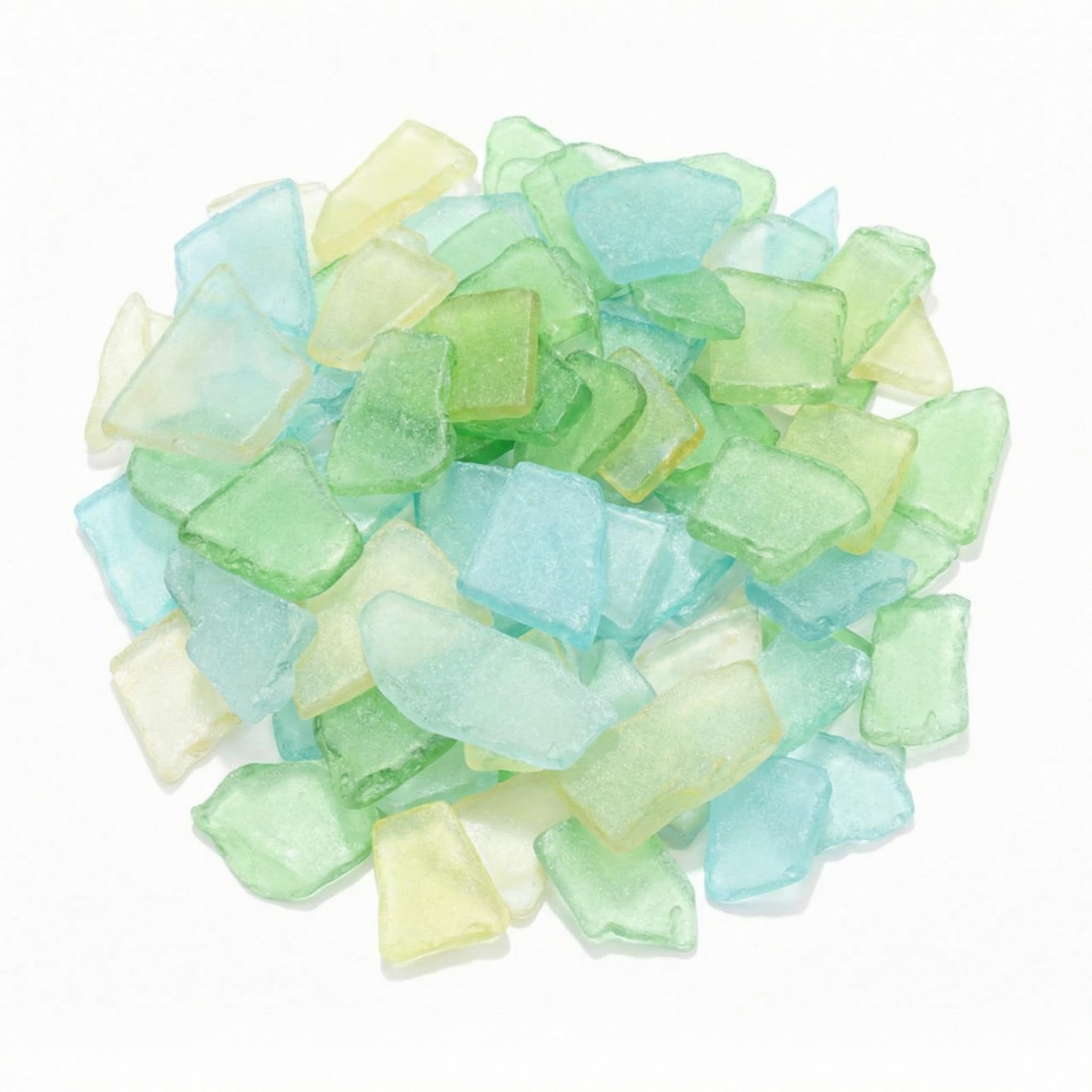 Jetec Sea Glass for Crafts Pieces Decor 11 oz Flat Frosted Sea Glass Vase Filler Crushed for Beach Wedding Party Decor Home Aquarium DIY Craft Supplies(Green, Yellow, Blue)