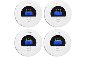 SOEWOLIT 4-Pack, Smoke and Carbon Monoxide Detector, Smoke Detector Carbon Monoxide Detector Combo with Test Button, Digital Display, 85dB Alarm for Home and Office