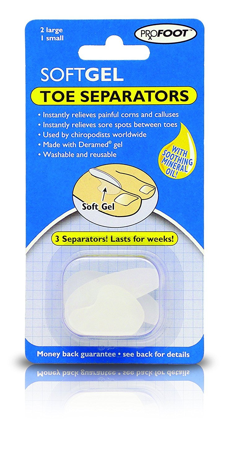 Profoot Toe Separators - Instant Relief from Corns and Calluses - Ideal for Overlapping Toes - Soft Gel Toe Spacer - Toe Spreaders (2 Pack)