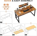 Devoko Desk 140 cm Industrial Style Black Metal Frame Brown Wood Desk view 6