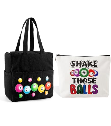 Sac Fourre-tout Bingo Avec 6 Poches – Motif Bingo Bleu, Tissu Oxford Imperméable, Idéal Pour Accessoires De Jeu - 10