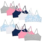 10 Pack Cotton Girls Training Bras - Racerback Crop Cami Training Bras for Girls