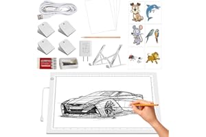 KOBAIBAN A3 LED Super Bright Light Box with Foldable Stand, Ultra-Thin Light Board for Diamond Painting, USB-C Power Light Table for Tracing, Light Pad for Sketching, Drawing, Weeding Vinyl (White)
