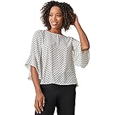 Kasper Women's Flutter Sleeve Polka Dot Top