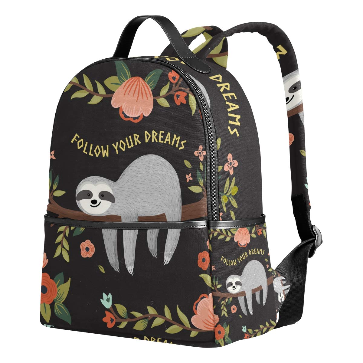 Sloth Girls Backpack Kids School Bag Backpack Cute Animal Bookbags Elementary Canvas Backpack Anti Theft Casual for 1th- 6th Grade Girls Kids Boys