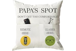 ONFAON Papa Gifts Throw Pillow Case, Papa's Spot Throw Pillow Covers 18 x 18 Inch,Birthday Christmas Thanksgiving Day Gifts for Papa Stepdad 2-Pocket