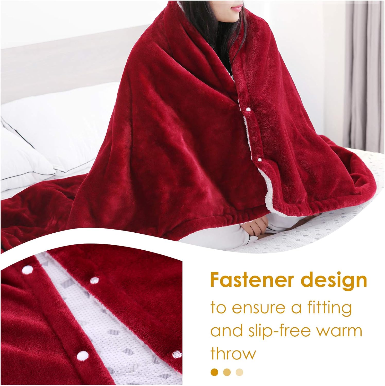 MaxKare Electric Blanket Heated Throw Flannel & Shu Velveteen Fast Heating Blanket 50" x 60", ETL Certification with 6 Heating Levels & 5 Auto-Off Timing Settings, Home Office Use & Machine Washable: Kitchen & Dining