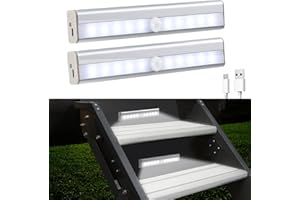 Nuovoware 2 Pack Motion Sensor RV Step Lights, 10 LED USB Rechargeable Motorhome Motion Activated Light Strip, Magnetic Night Light Bar for Motorhome Travel, Travel Trailers, Camper