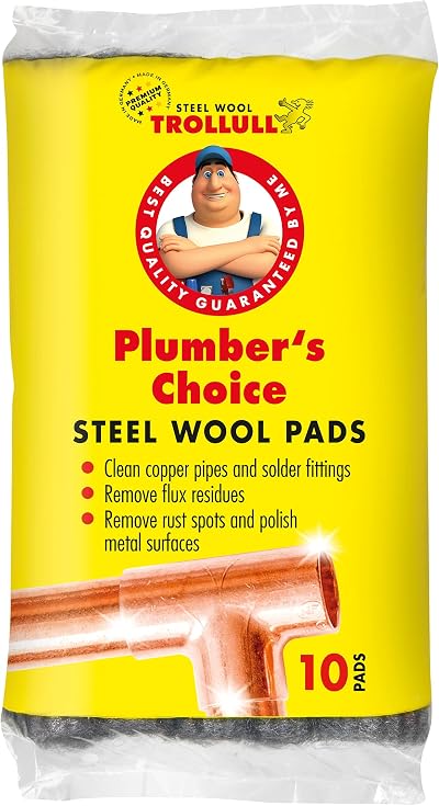 Trollull Steel Wool | Wire Wool Plumber’s Choice 10 Pads for Copper Brass