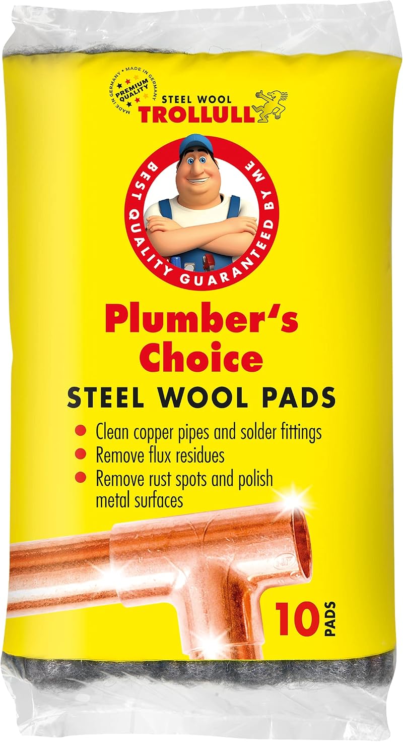 Trollull Steel Wool | Wire Wool Plumber’s Choice 10 Pads for Copper Brass