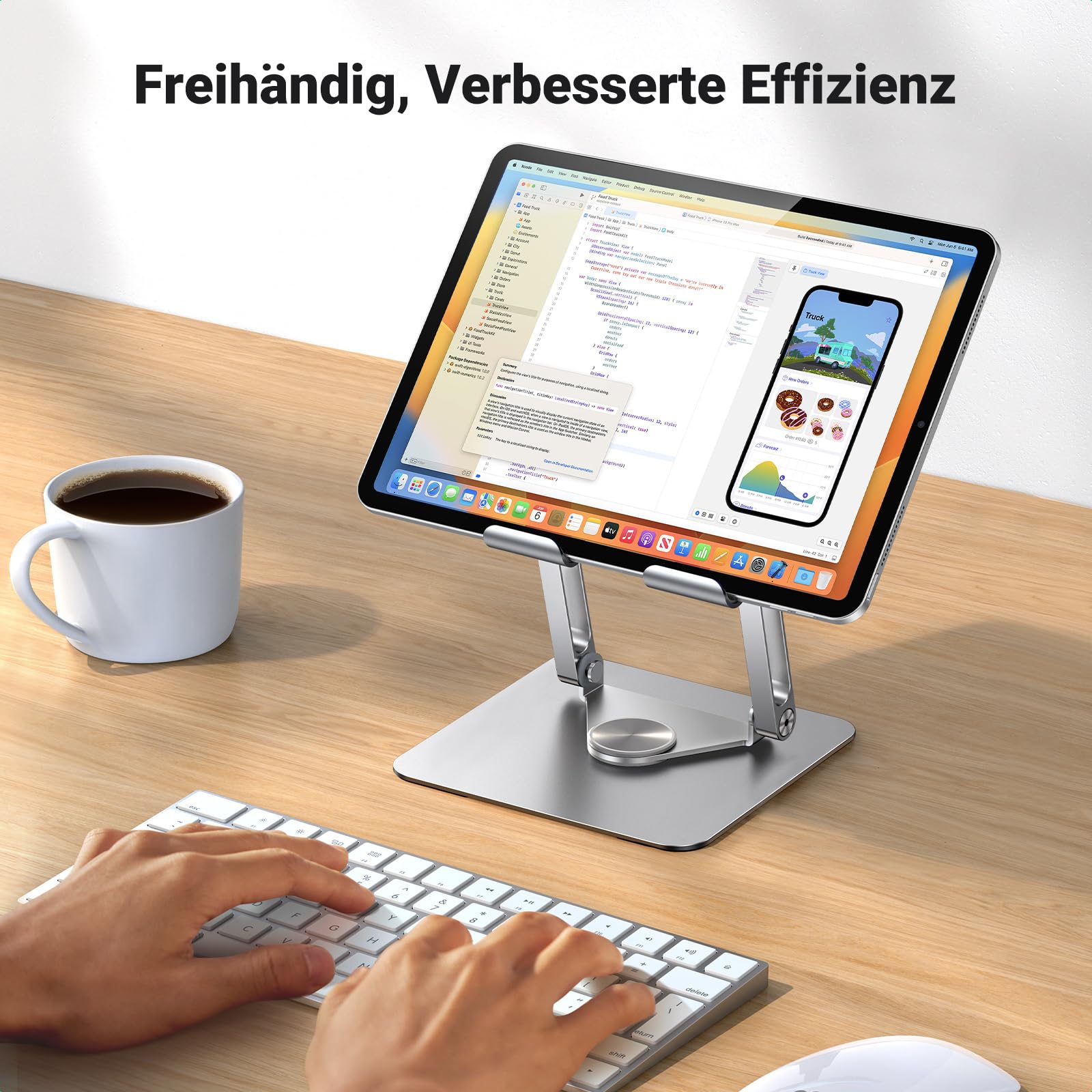 UGREEN Tablet Ständer 360° Drehbar Höhenverstellbar, Tablet Halterung Tisch, iPad Ständer Kompatibel mit iPad 10th 10.9 Pro/Air 13 11 12.9 Mini 7 Galaxy iPhone 17 16 Alle Geräte von 4-13 Zoll 4