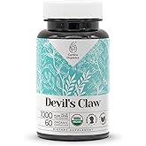 Devil's Claw USDA Organic 60 Capsules | High-Potency Natural Supplement | Certified Organic Vegetarian Capsules and Organic Devil's Claw (Harpagophytum procumbens) Dried Root (60 Capsules)