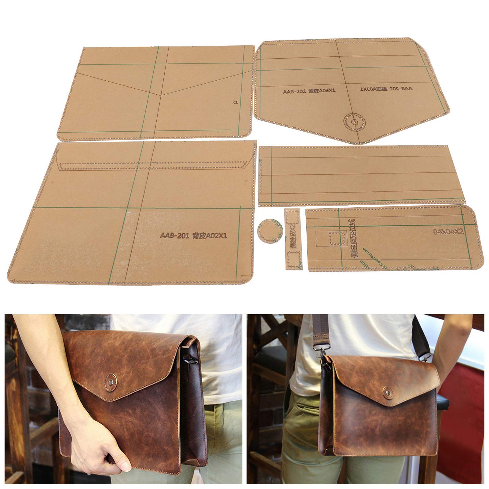 Atyhao Messenger Bag Acrylic Template, Clear 7Pcs Quilting Pattern, Professional Transparent Stencil for DIY Leather Craft Tools