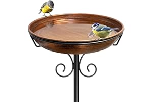 iCHKED 38In Freestanding Bird Bath for Outside, Detachable Birdbaths with Metal Stake, Bird Bath Feeder Bowl for Outdoors Gar