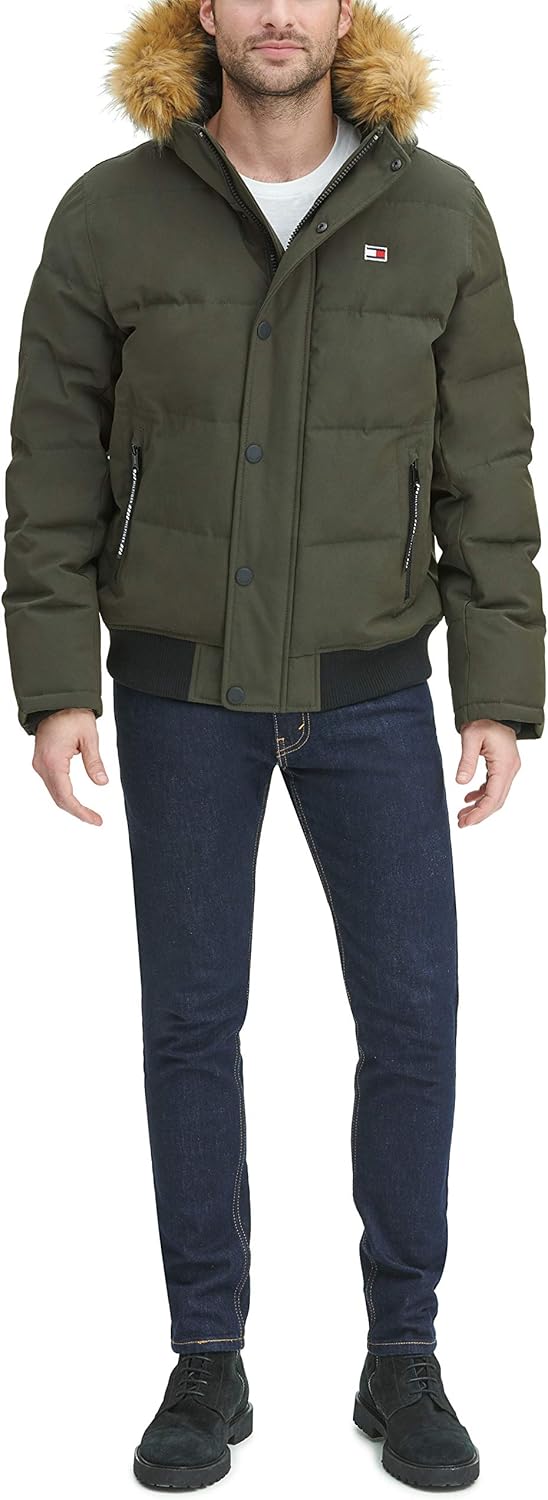 tommy hilfiger men's arctic cloth quilted snorkel bomber