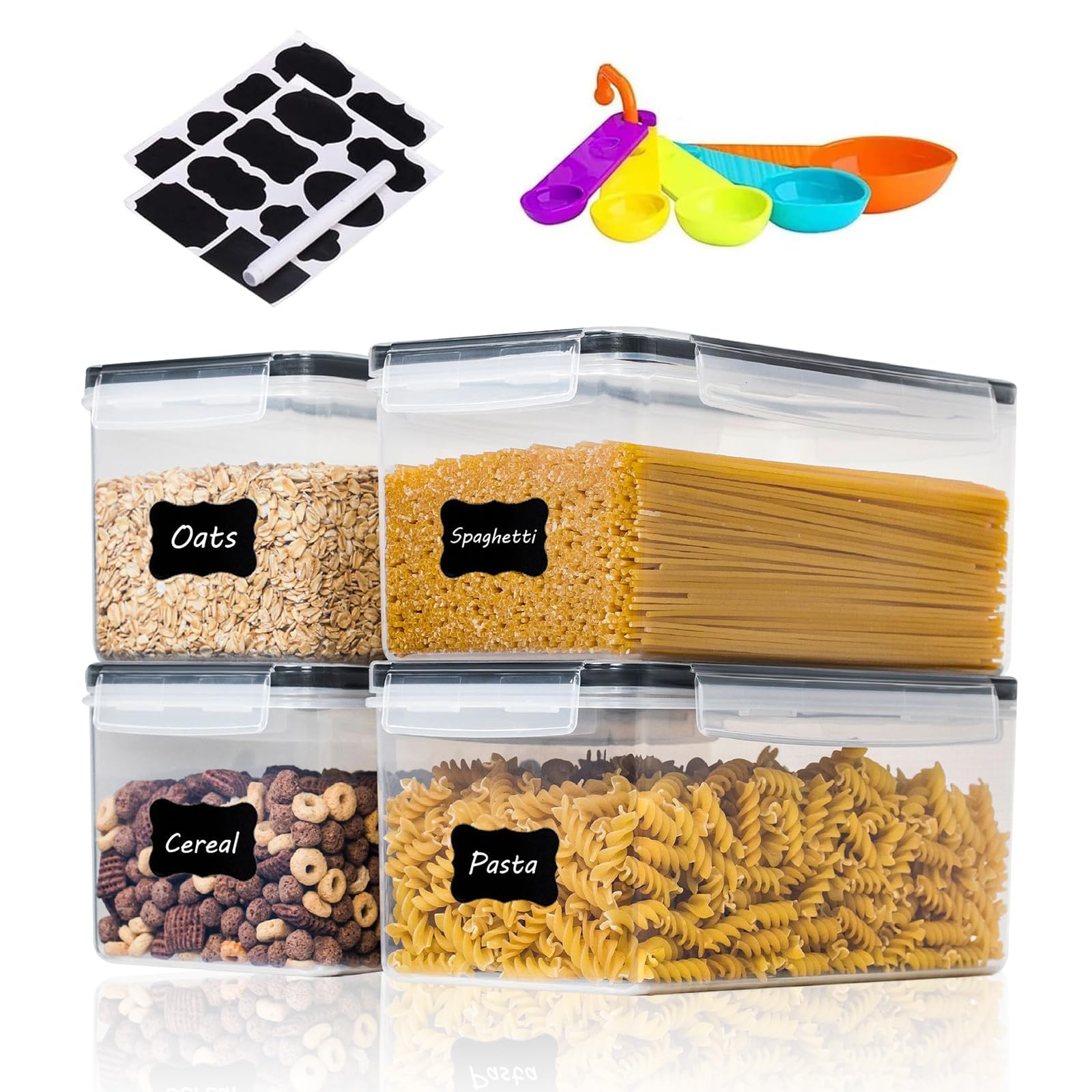 Photo 1 of *MINOR DAMAGE - USED*
stusgo Airtight Food Storage Containers with Lids, BPA-Free Plastic Canisters for Pasta, Spaghetti & Kitchen Pantry Organization 4pcs (3.2L)