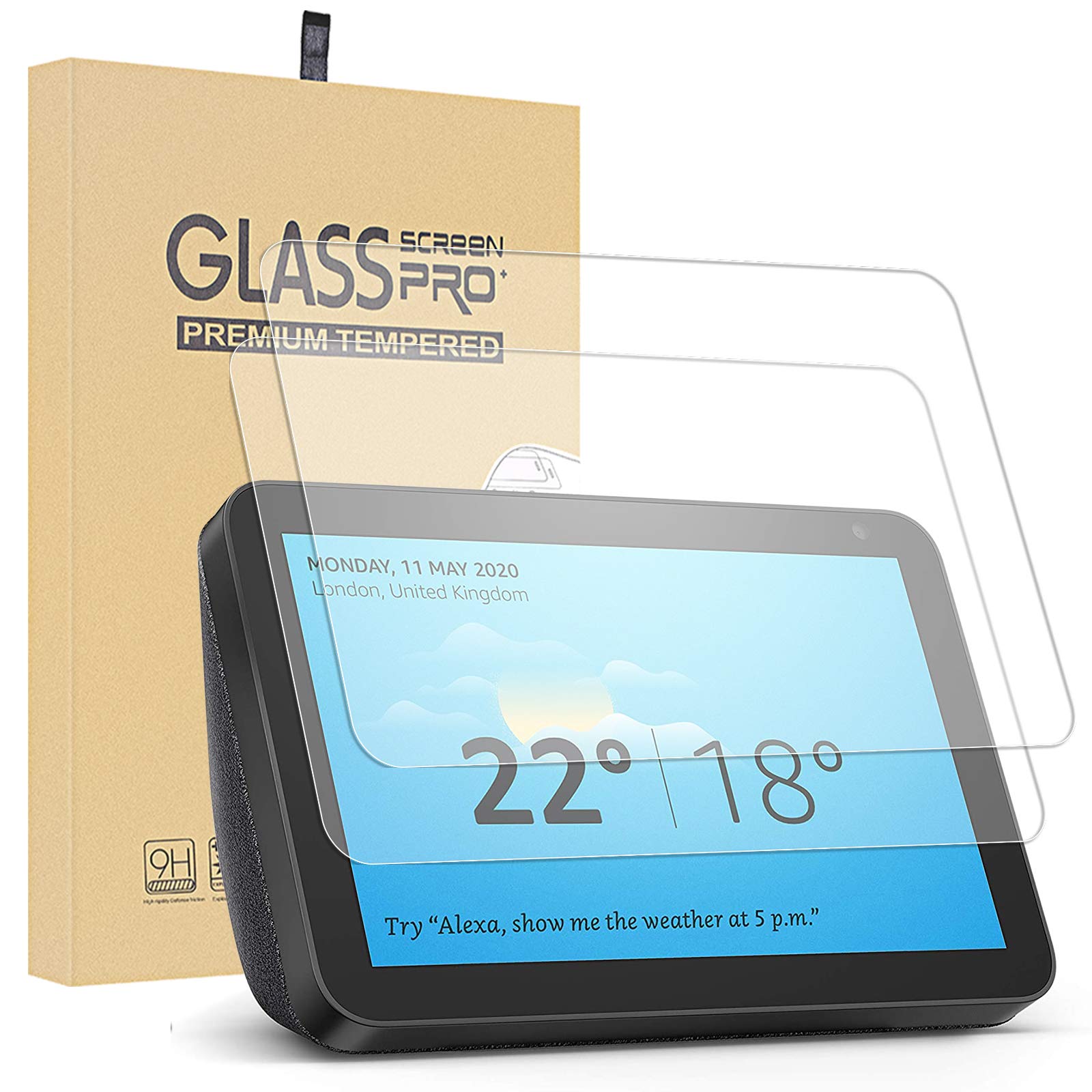 Lusee 2 PACK Tempered Glass Screen Protector compatible with Echo Show 8 (1st Gen, 2nd Gen, 3rd Gen) Anti Scratch/HD/Sensitive Touch/Easy to install 0.3MM Glass Protective Films Accessories