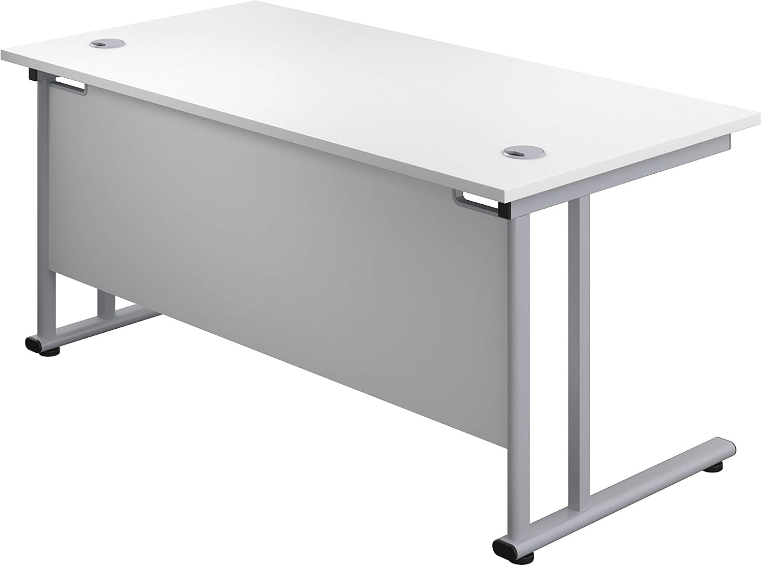 Office Hippo Heavy Duty Rectangular Cantilever Desk, Integrated Cable Ports, 120kg Weight Tolerance, 5 Yr Wty, White Top - Image 5
