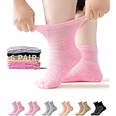 Ioryzek 6 Pair Diabetic Ankle Slipper Socks with Grippers for Women Extra Width Non Binding Socks for Women