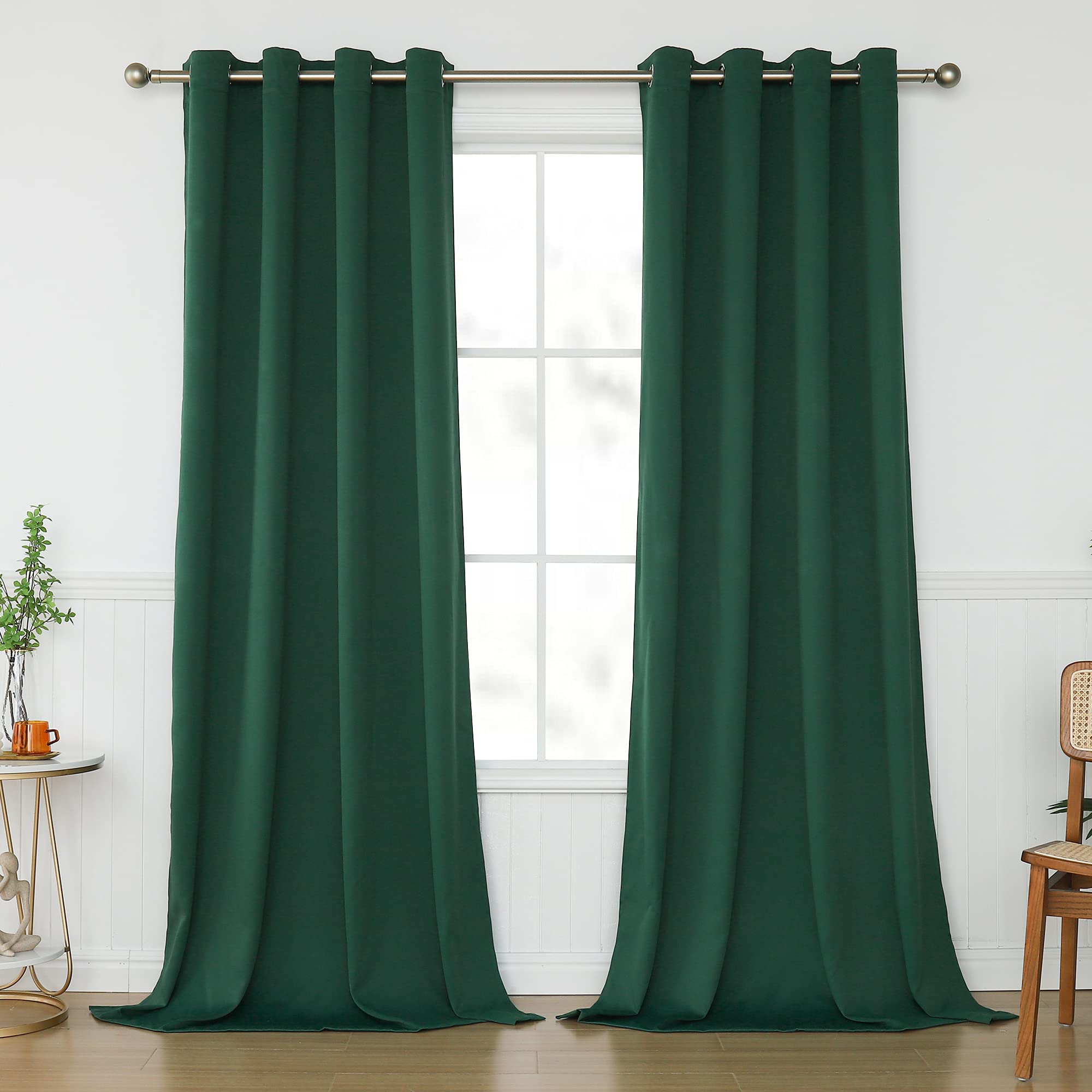 KEQIAOSUOCAI Emerald Green Window Curtains 95 Inch for Living Room - Room Darkening Sleep Well Blackout Curtain Set Grommets Drapes for Bedroom, Dark Green, 2 Panels, 52 X 95 in