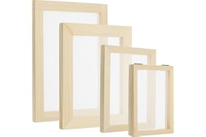 PATIKIL 4 Sizes Wooden Paper Making Screen Set, Paper Making Mould Papermaking Mould Deckle Printing Frame for DIY Paper Craf