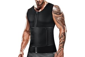 Cimkiz Men's Waist Trainer Sauna Suit Shirt, Gym & Exercise Compression Vest, Sweat-Boosting Workout Top