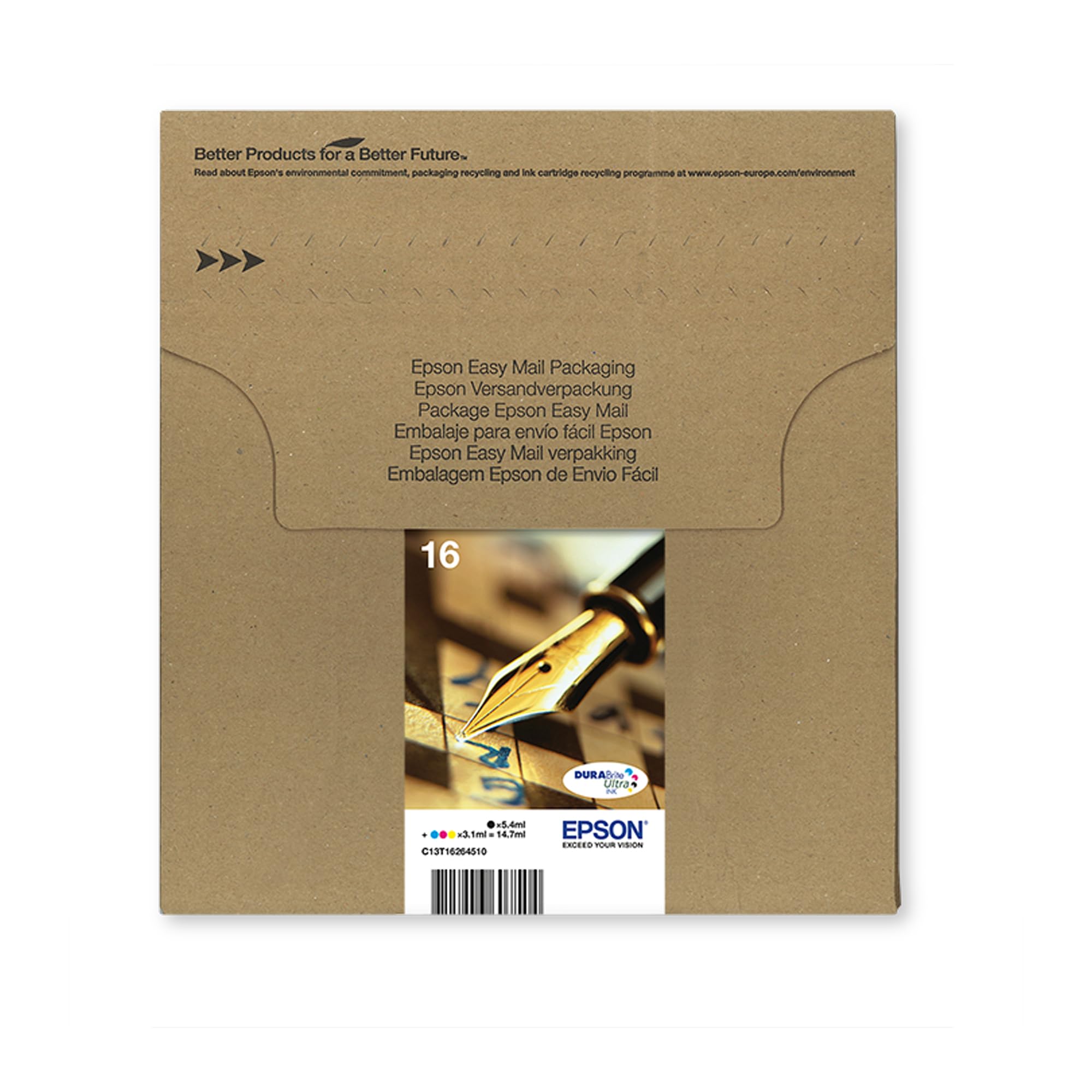 Epson 16 Pen & Crossword Genuine Multipack, Eco-Friendly Packaging, 4-colours Ink Cartridges, DURABrite Ultra Ink