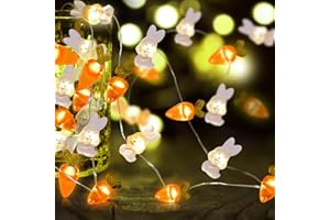 DONSE Easter Decorations 13FT 50LEDs Bunny Carrot String Lights Battery Operated, Easter Decor Spring Rabbit Fairy Lights with 8 Modes for Home Indoor Outdoor Easter Basket Eggs Party Seasonal Bedroom Decor