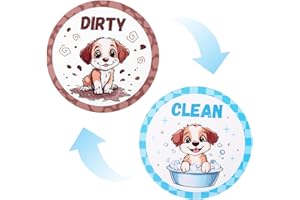 2pcs Dog Dishwasher Magnet Clean Dirty Sign, Double-Sided Round Cute Magnet Cleaning Dirty Flip Cover Funny Indicator for Kit