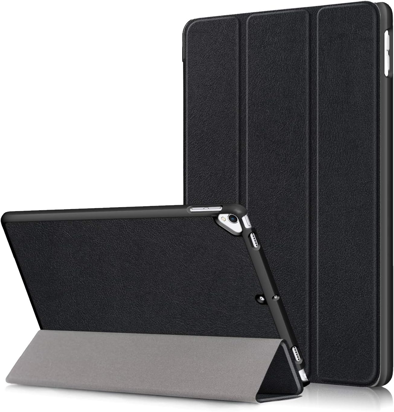 Surom Smart Folio Case for New iPad 10.2 2020 (8th Gen) 2019 (7th Gen), Ultra Slim PU Leather Lightweight Tri-Fold Stand Cover Case with Auto Sleep/Wake Feature for iPad 7/ iPad 8 10.2 Inch, Black