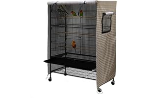 DECKALY Universal Bird Cage Cover, Dark Colored Drape for Animal Crate, Waterproof & Washable Night Cover for Cages, Distraction and Light Eliminator for Mink, Totoro, Parakeets, Parrot (Khaki)