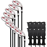 Majek Senior Mens Golf All Hybrid Complete Full Set which Includes #3 4 5 6 7 8 9 PW Senior Flex with Midsize K5s Design High Traction Tech Grips Right Handed Clubs