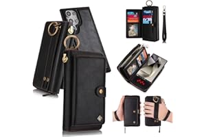 LITOU Compatible with S26 Plus Phone Case Wallet for Women Men,Detachable Magnetic,Card Holder,Wristlets Zipper Leather Flip 