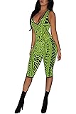 Women's High Neck Long Sleeve Printed Bodycon Jumpsuits Romper Clubwear