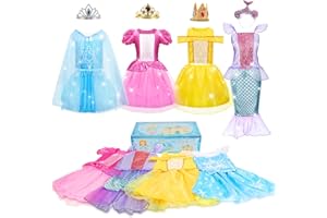 DULSAERA Princess Dresses for Girls, Princess Costume for Girls Age 3 4 5 6 7 8, Dress Up Clothes for Little Girls 3t-4t, 5t-6t, Gift for Girls Halloween Christmas Birthday
