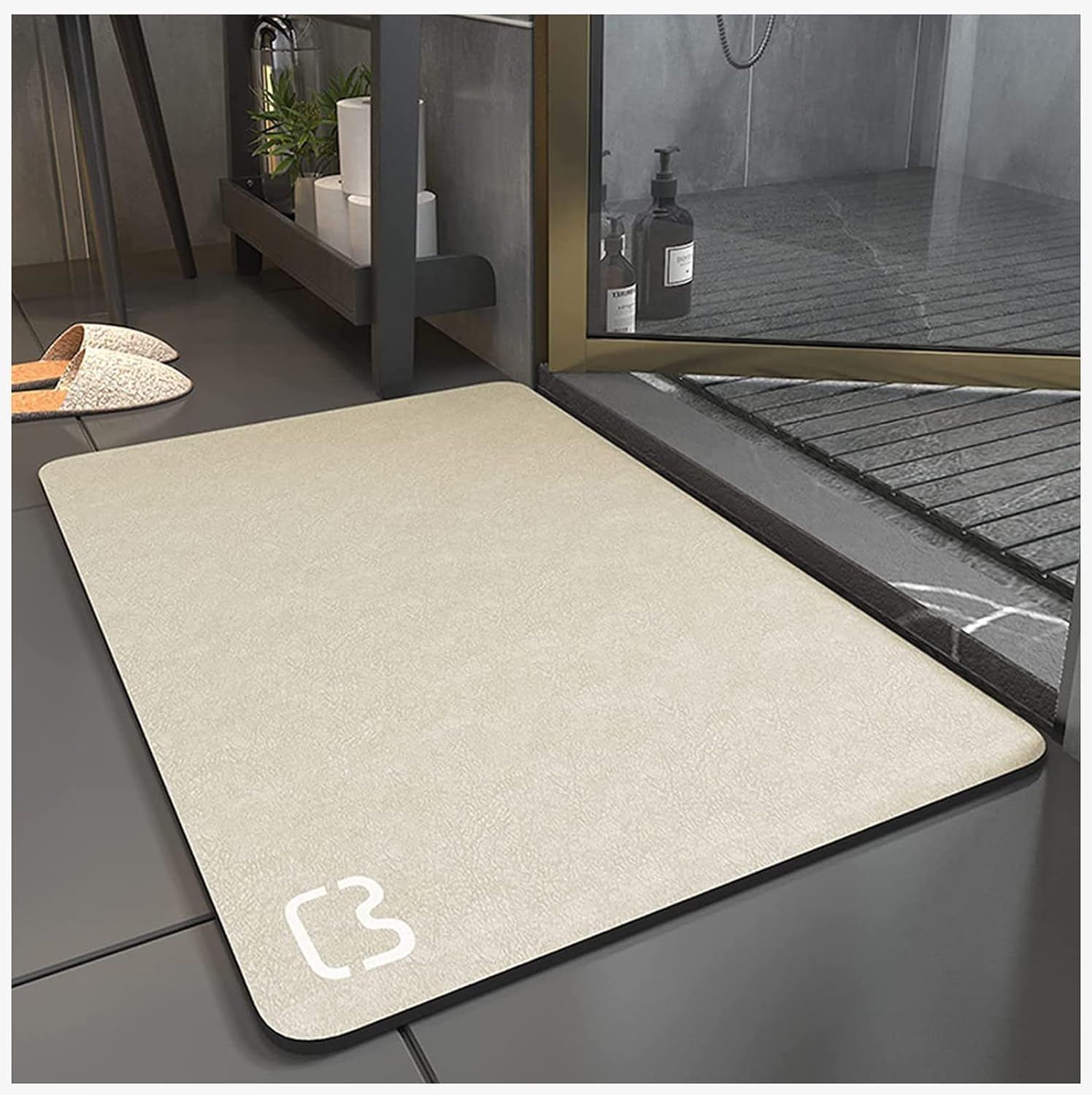 Dai Lufei Bath mat,Diatomaceous Super Absorbent Bathtub mat Fast Quick Drying Non-Slip Shower Mat Bath Stone Mat Bathroom Floor Mat, Machine Washable (beige, 40 * 60)