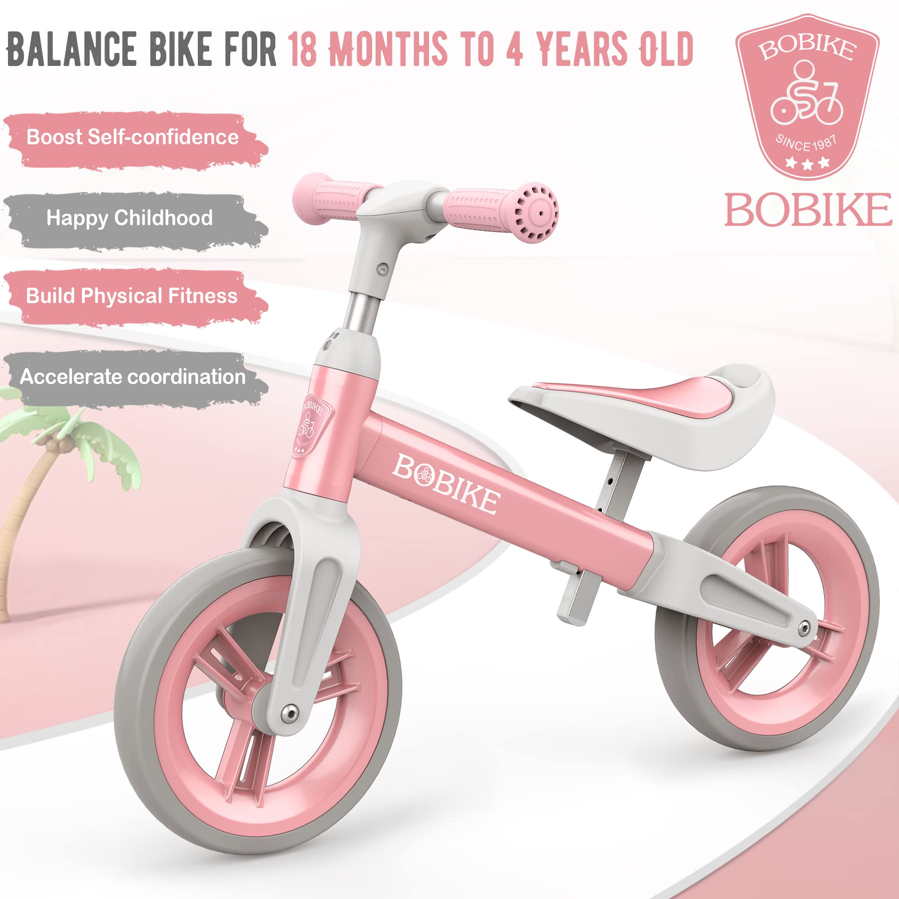Toddler Balance Bike Toys for 1 to 4 Year Old Girls Boys Adjustable Seat and Handlebar No-Pedal Training Bike Best Gifts for Kids
