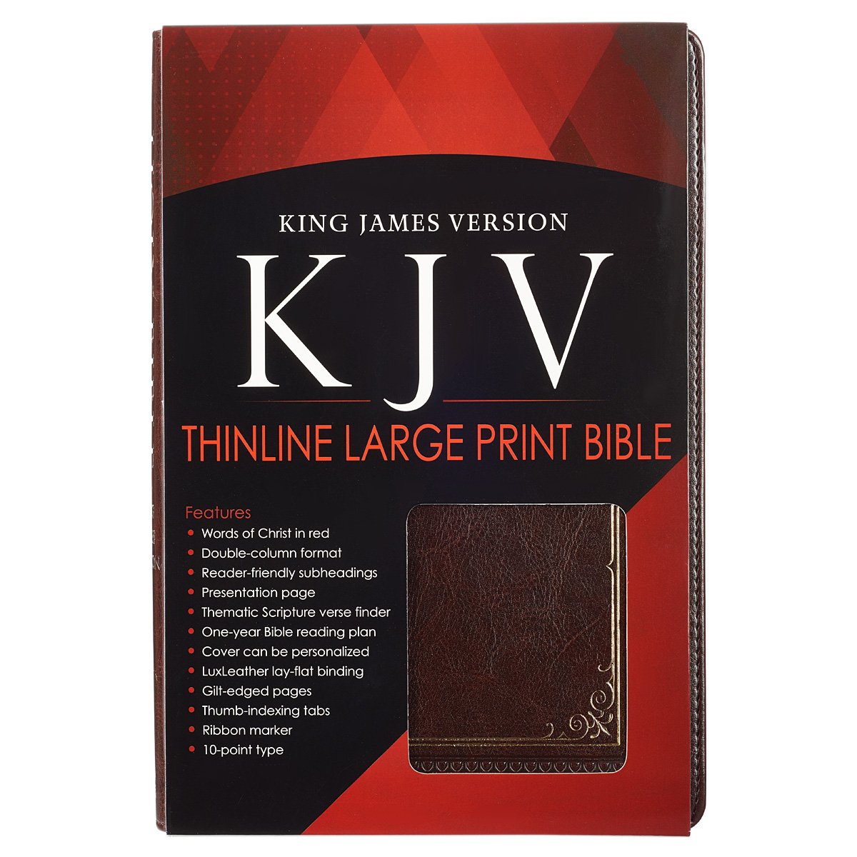 KJV Holy Bible, Thinline Large Print Faux Leather Red Letter Edition Thumb Index & Ribbon Marker, King James Version, Dark Brown (KJV Thinline LP Editions) KJV Holy Bible, Thinline Large Print Faux Leather Red Letter Edition Thumb Index & Ribbon Marker, King James Version, Dark Brown (KJV Thinline LP Editions) Imitation Leather