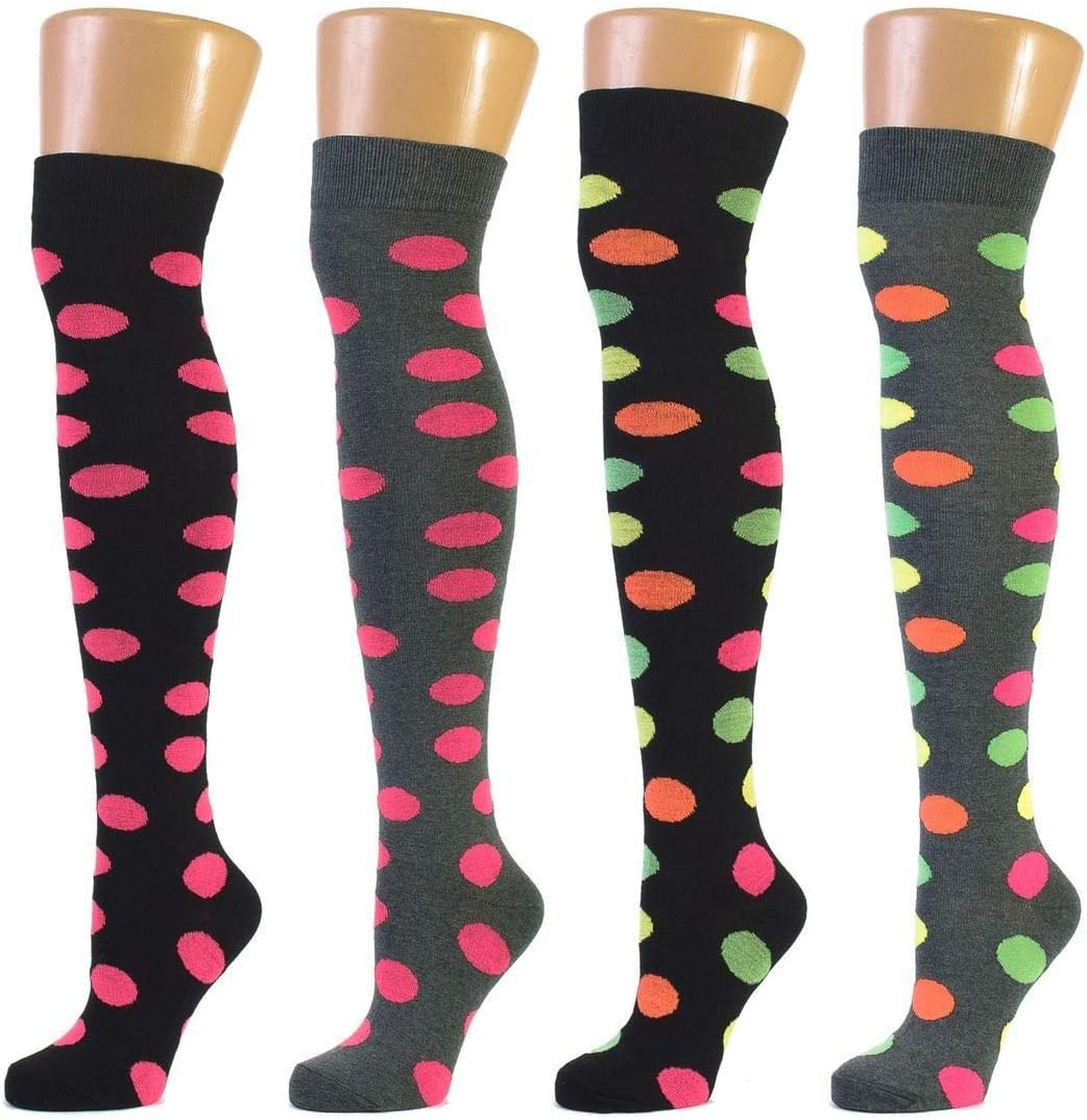 12 PAIRS of LADIES FASHION STRIPE KNEE HIGH SOCKS - ALL ASSORTED COLOURS AND STRIPES - UK SIZE 4-6, EU 37-42