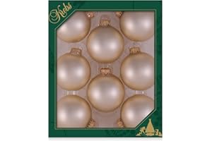Christmas By Krebs Made in The USA Designer Seamless Glass Christmas Ball Ornaments, 2 5/8" (67mm), 8 Pieces