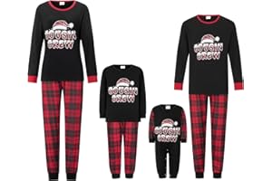 FULA-bao Holiday Family Pajamas Matching Sets Christmas PJs with Mama Bear Printed Romper Plaid Pants Sleepwear