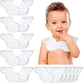 Geyoga 10 Pcs Baby Bibs 360° Rotate Baby Bandana Muslin Drool Bibs Petal Bibs Burp Gauze Cloths Absorbent Bib