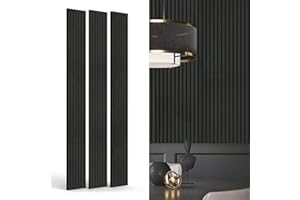 INNO STICKERS 3-Piece Wood Slat Wall Panel for Interior Wall Decor Noise Cancelling 94.5" x 11.4" Acoustic Decorative 3D Sound Absorbing Wall Paneling, Black Oak, 22.4 Sq.Ft